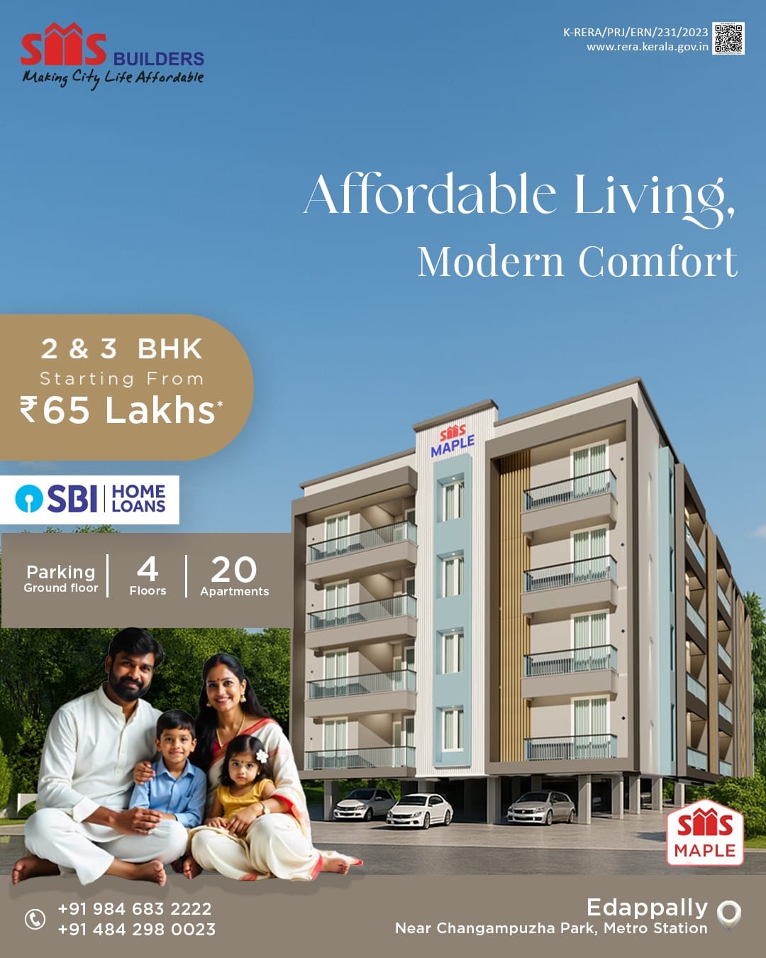 3BHK FLAT FOR SALE @PALARIVATTOM, KOCHI