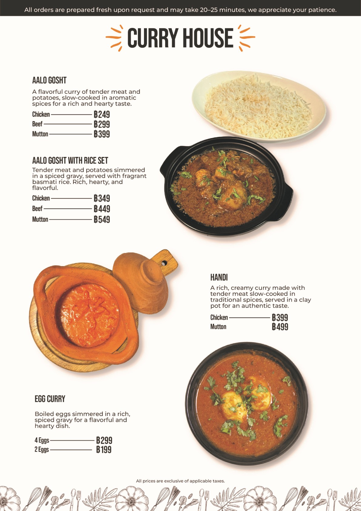 South Asian Fine Dining – Menu
