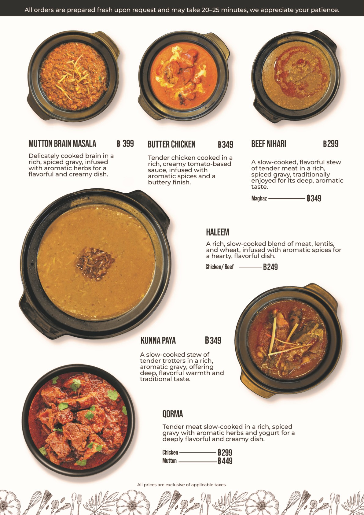 South Asian Fine Dining – Menu
