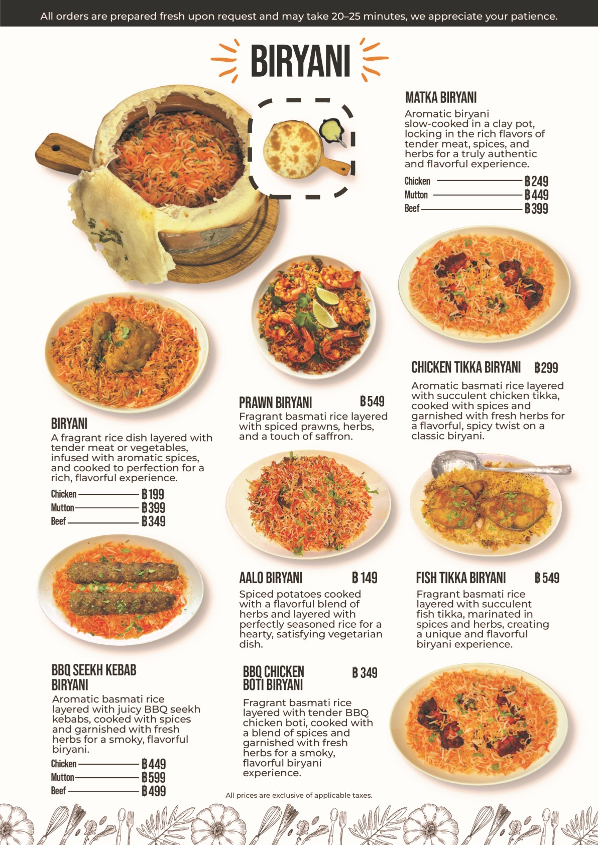 South Asian Fine Dining – Menu