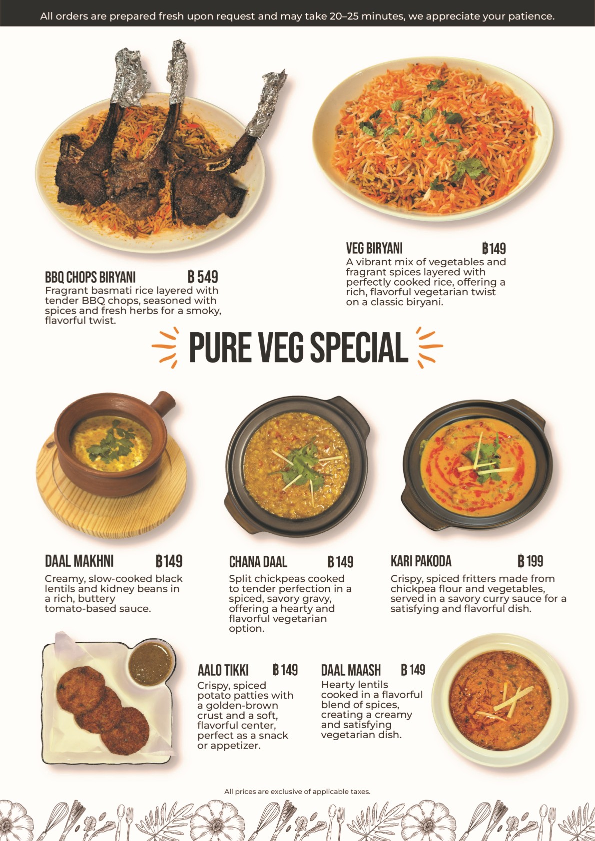 South Asian Fine Dining – Menu