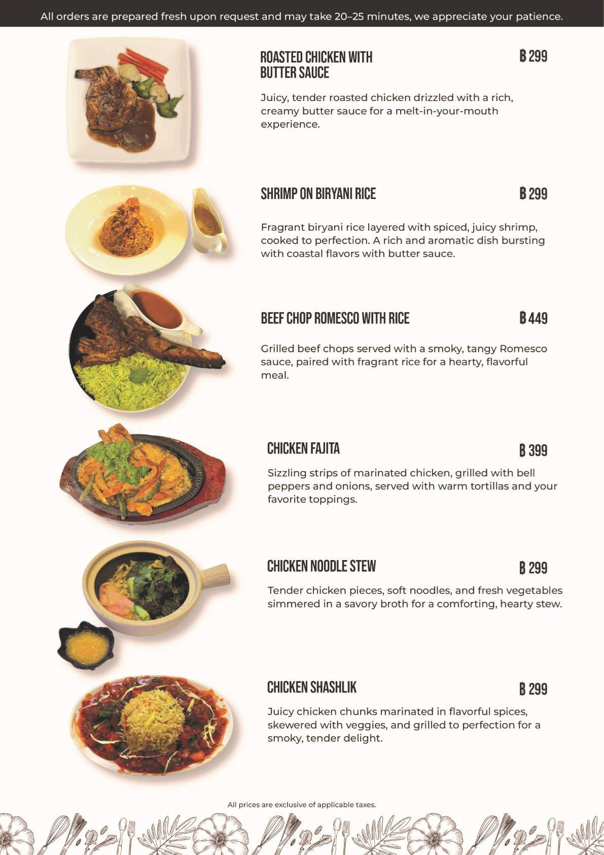 South Asian Fine Dining – Menu