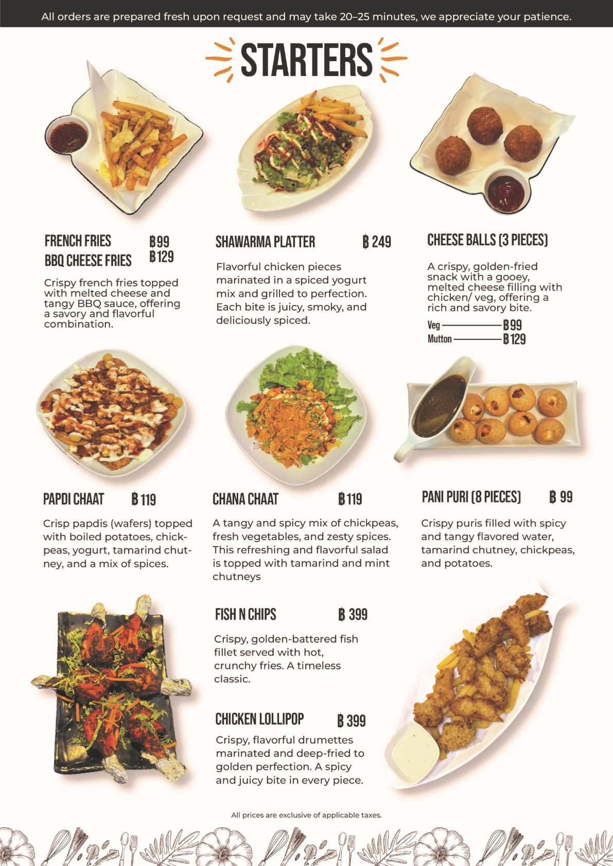 South Asian Fine Dining – Menu