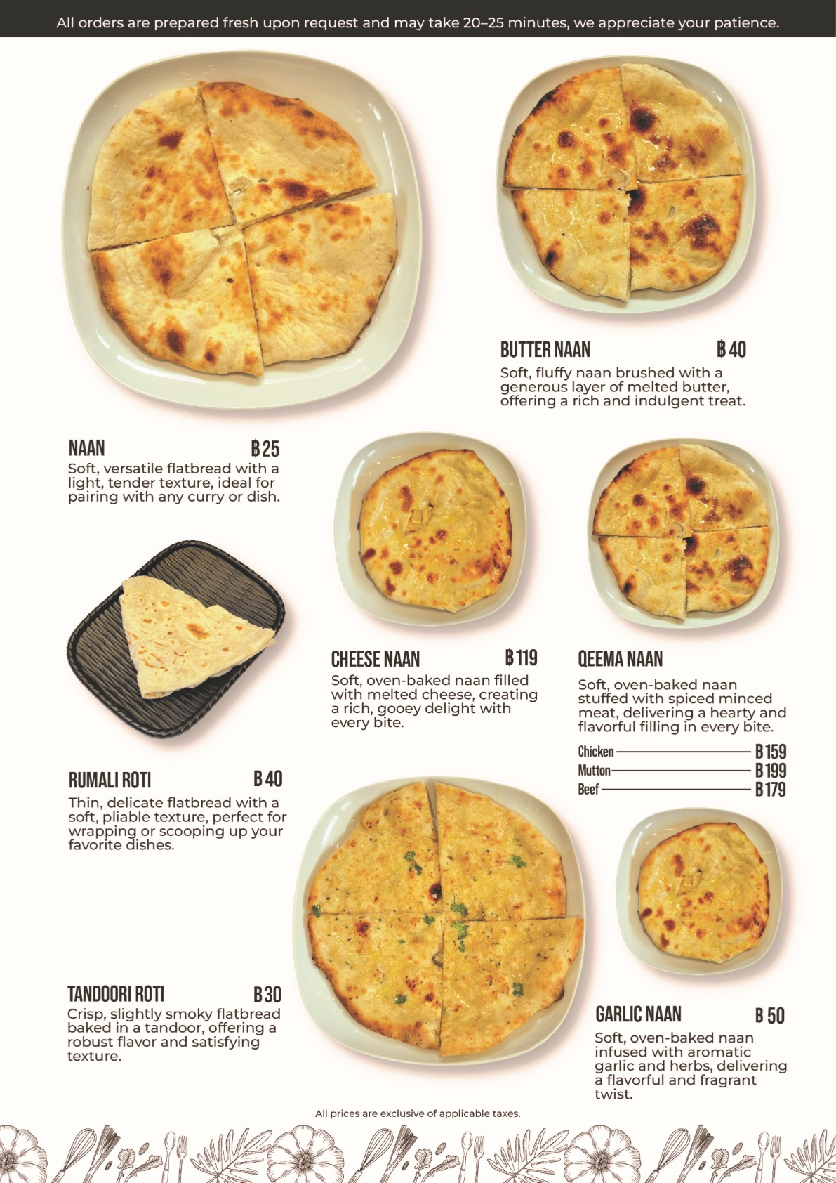 South Asian Fine Dining – Menu