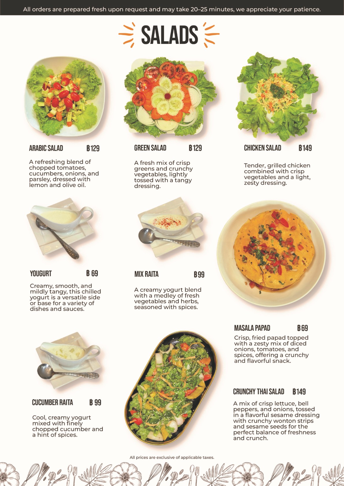 South Asian Fine Dining – Menu
