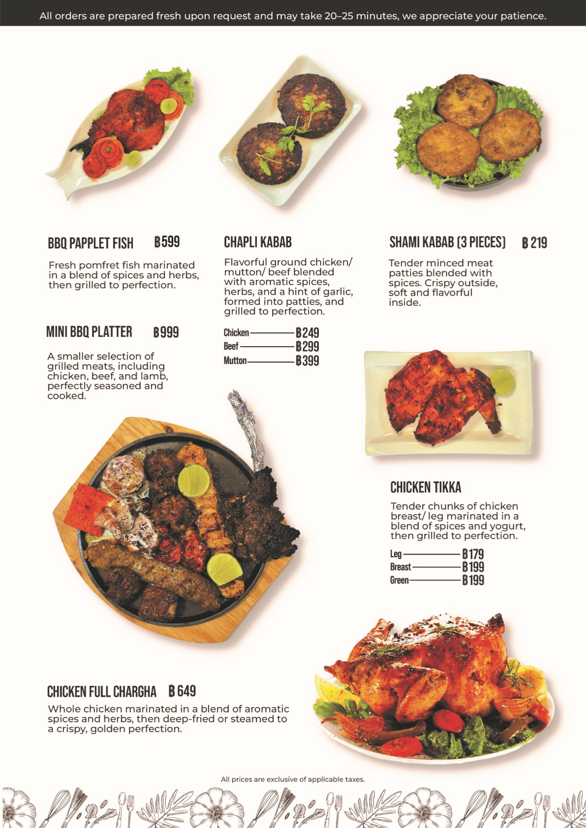 South Asian Fine Dining – Menu