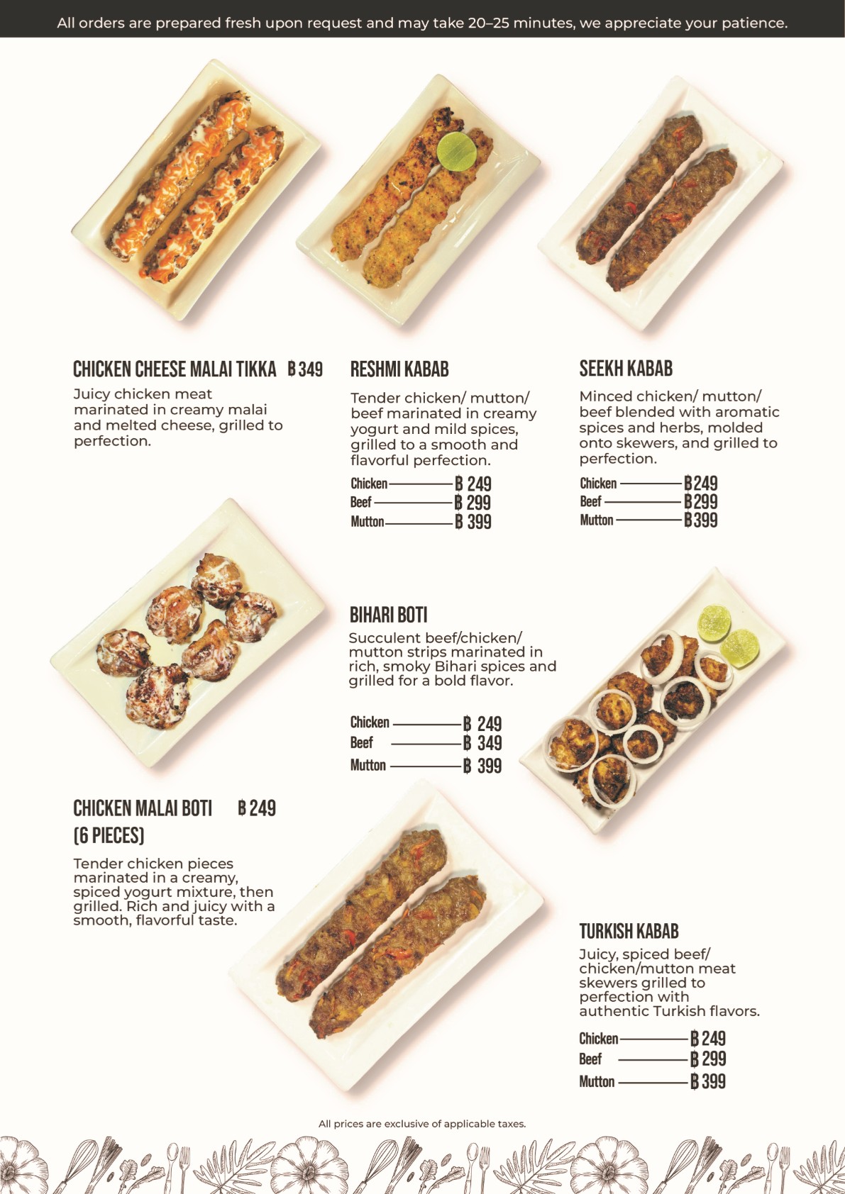 South Asian Fine Dining – Menu