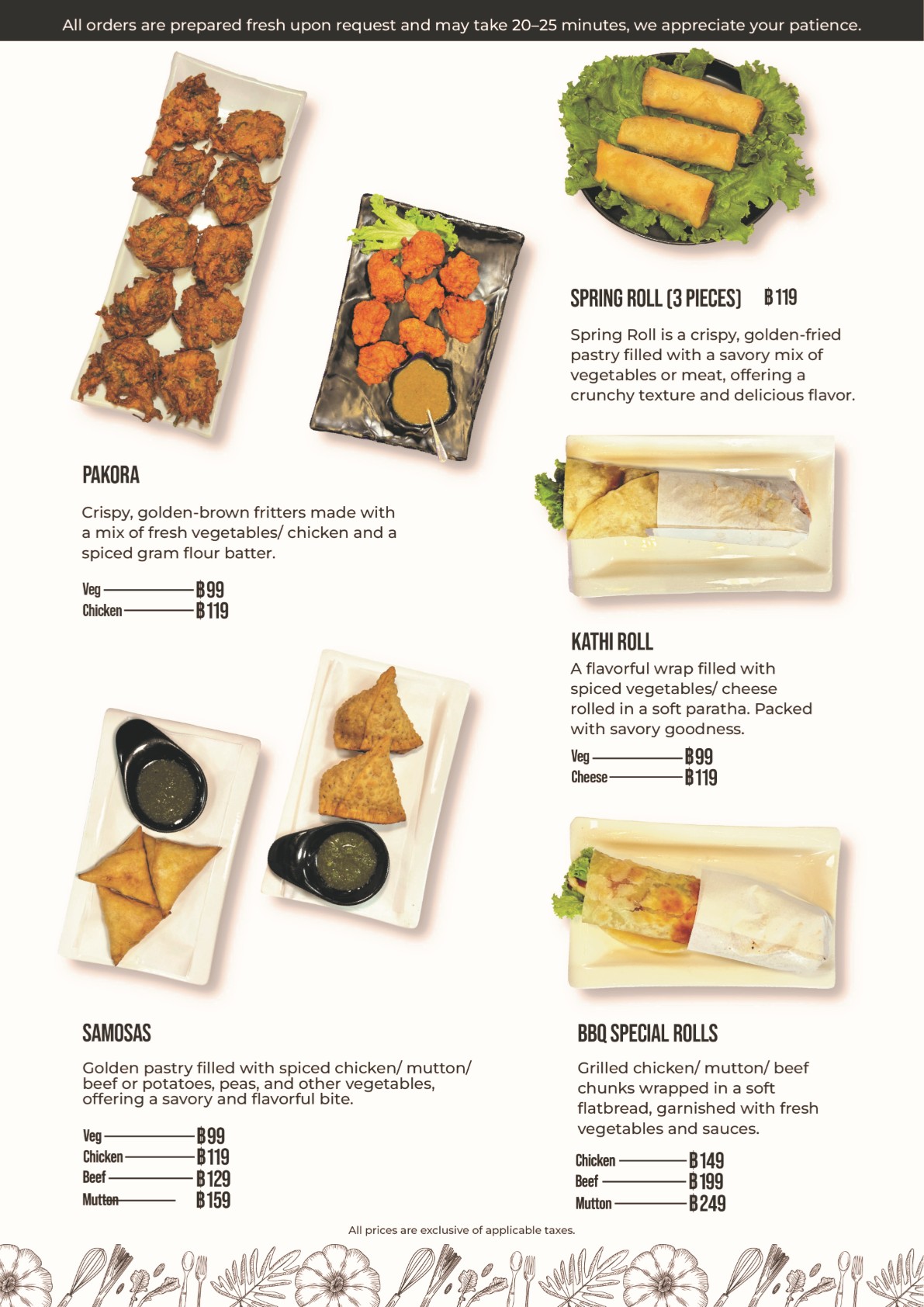 South Asian Fine Dining – Menu