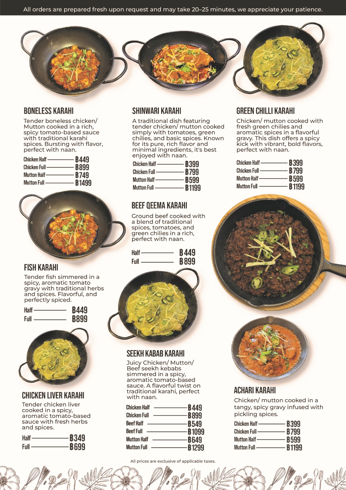 South Asian Fine Dining – Menu